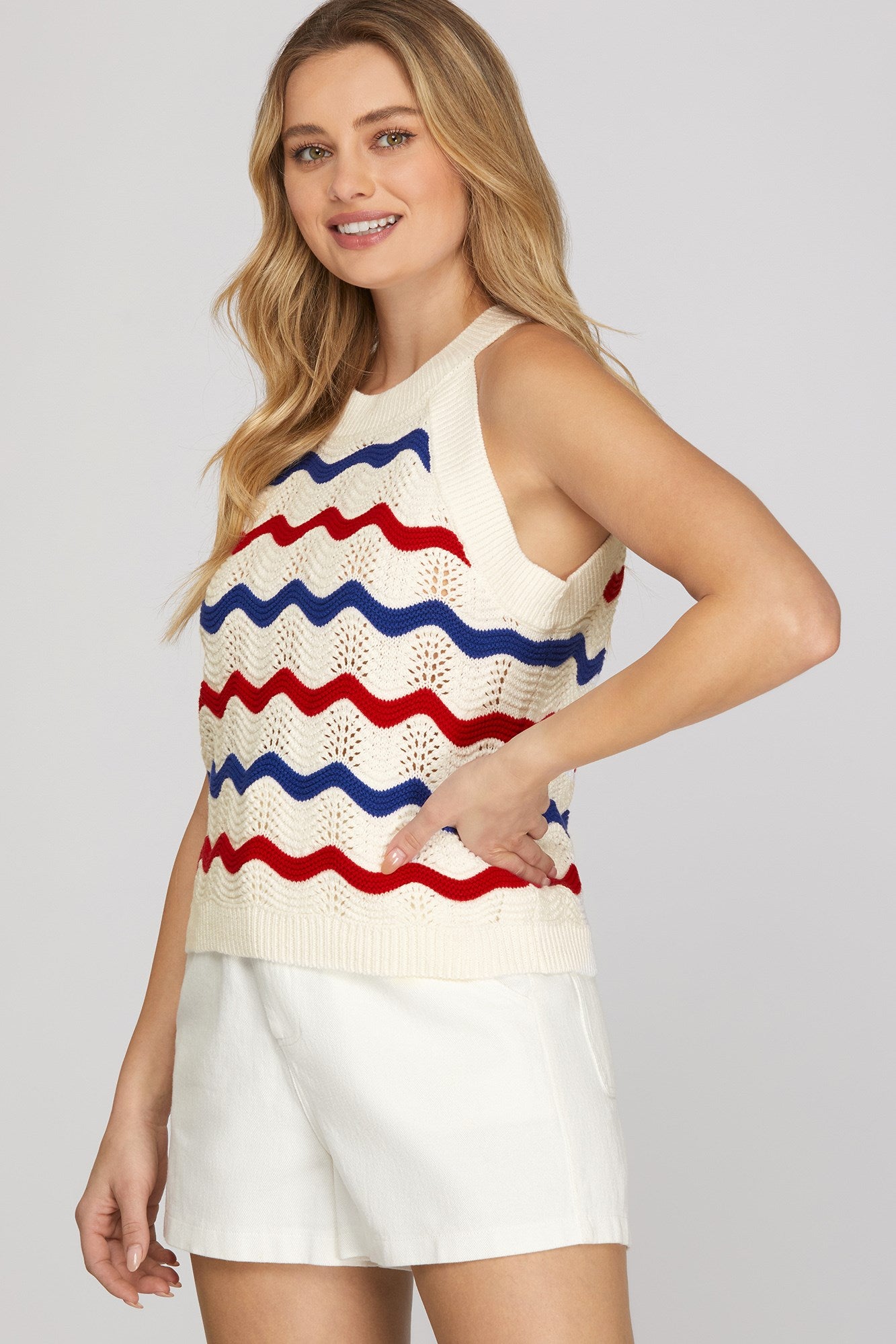 Sleeveless Striped Sweater Top