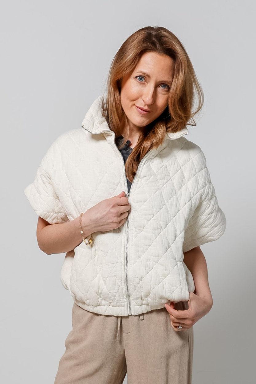 Charlston Quilted Short Sleeve Bomber Jacket-210 RTW OUTERWEAR-FORMAL SOCIETY