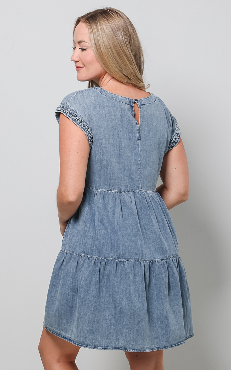 Braided Denim Mini Dress