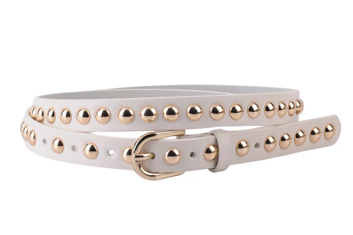Skinny Studded Leather Belt