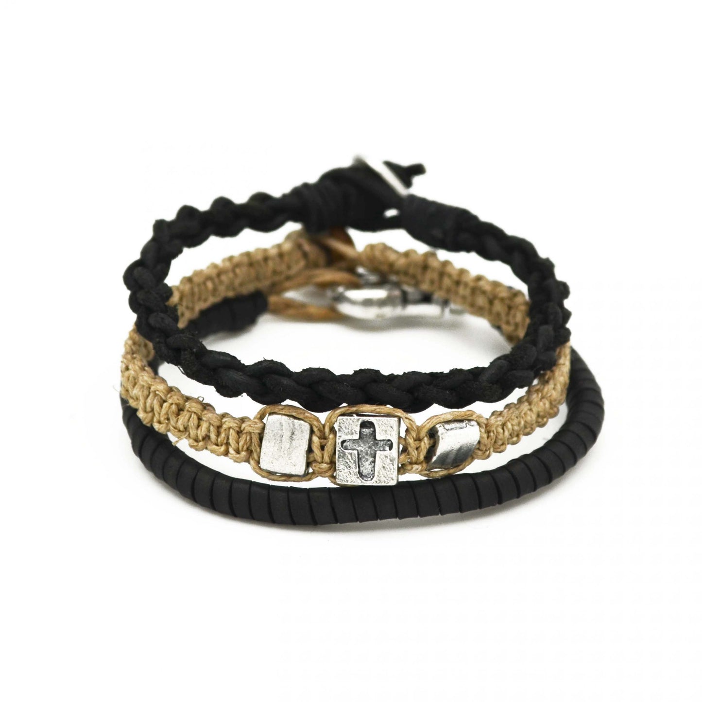Black Jute Cross Bracelet-Anju-DISTRICT 1