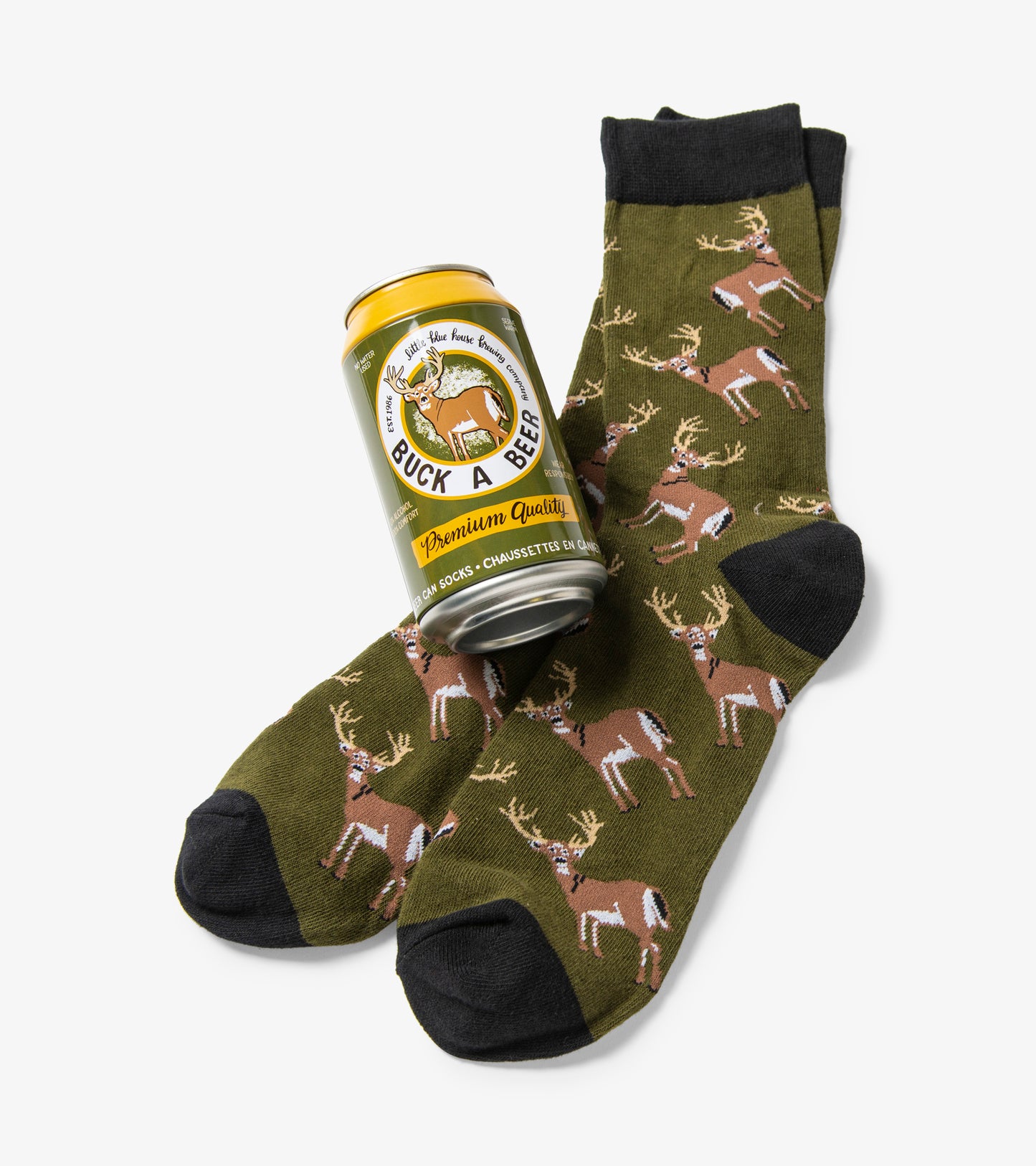 Buck a Beer - Men's Beer Can Socks-Little Blue House-DISTRICT 1