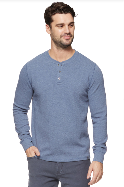 Chatsworth Waffle Henley - Medium Blue-Flag & Anthem-DISTRICT 1