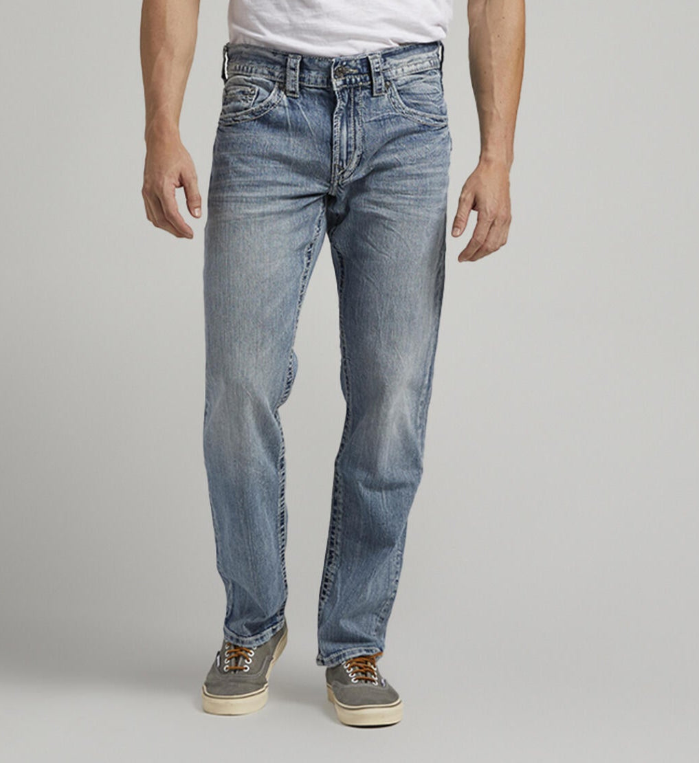 Eddie Relaxed Fit Tapered Leg Jeans-Silver Jean Co-DISTRICT 1