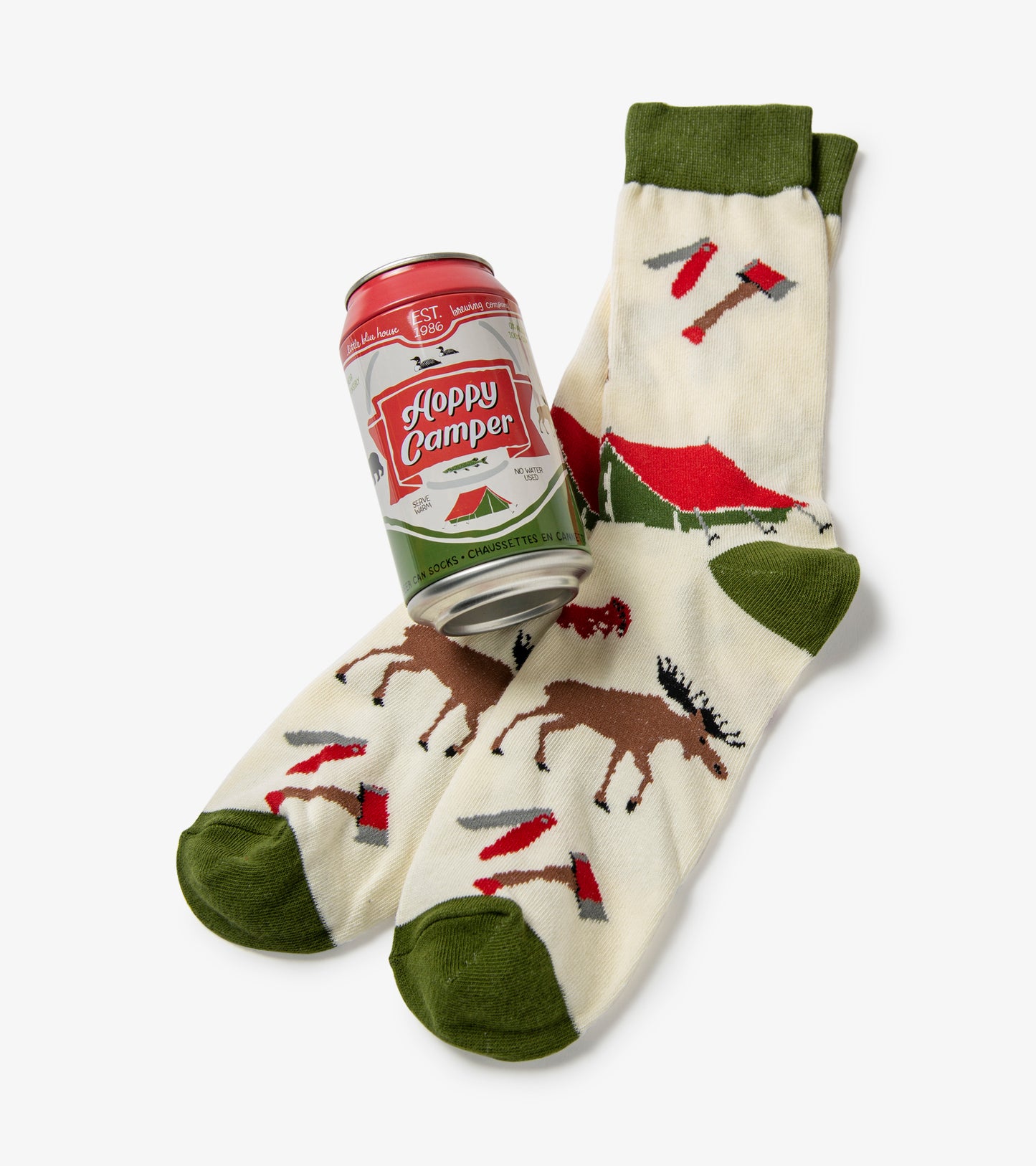 Hoppy Camper - Men's Beer Can Socks-Little Blue House-DISTRICT 1