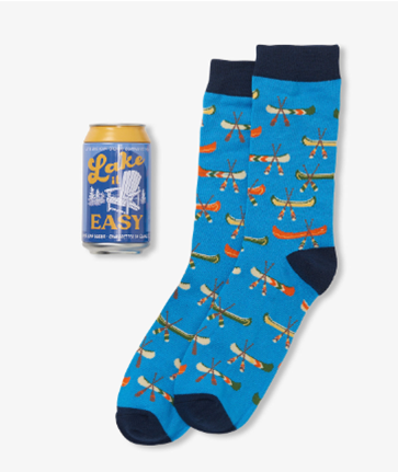 Lake It Easy - Men's Beer Can Socks-Little Blue House-DISTRICT 1