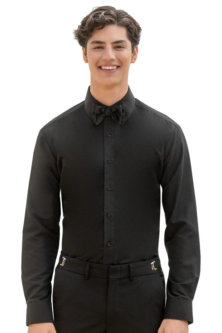 Slim Fit Black Premium Microfiber Shirt-JFW-DISTRICT 1