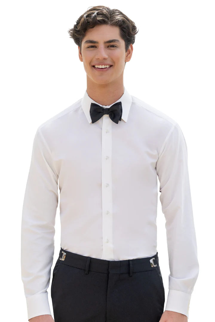 Slim Fit White Premium Microfiber Shirt-JFW-DISTRICT 1