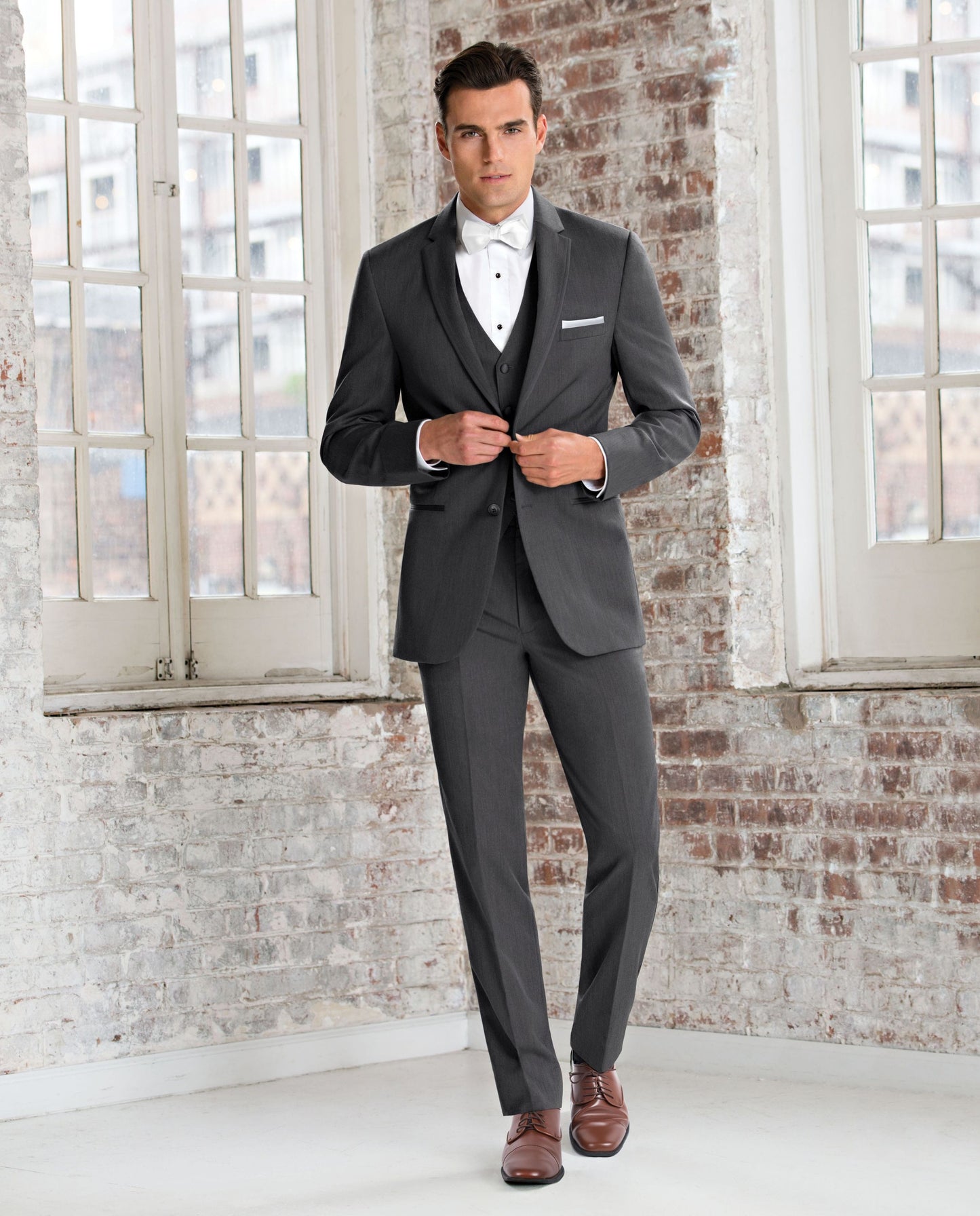 Ultra Slim Steel Grey Sterling Wedding Suit-JFW-DISTRICT 1