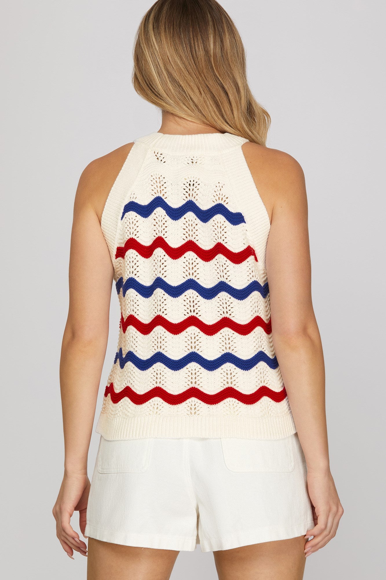 Sleeveless Striped Sweater Top
