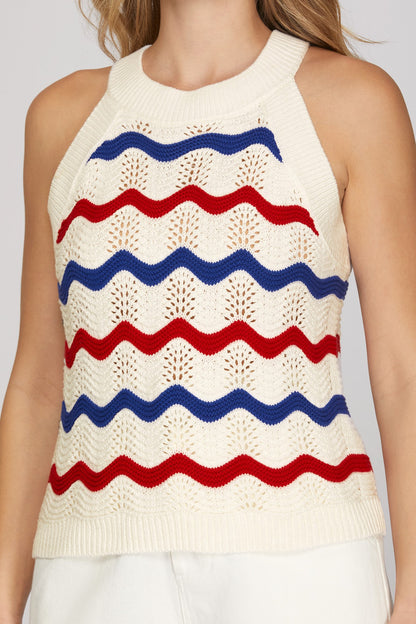 Sleeveless Striped Sweater Top
