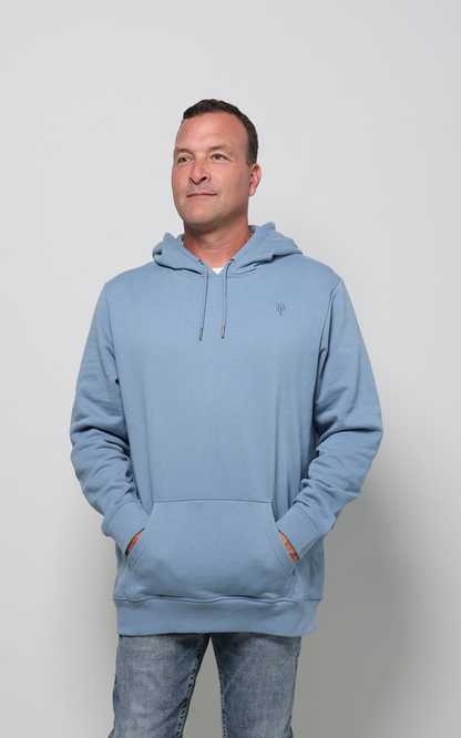 Cloudy Blue Organic Cotton Hooded Sweatshirt