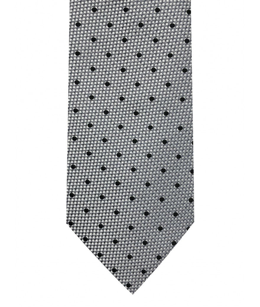 Grey/Black Dot Windsor Tie