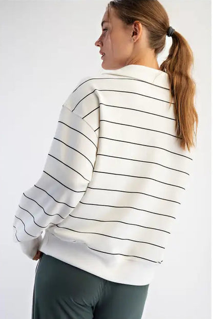 Striped Polo Top - Black/White
