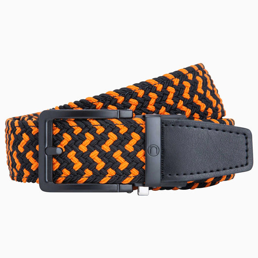 Braided Orange & Black Rachet Belt