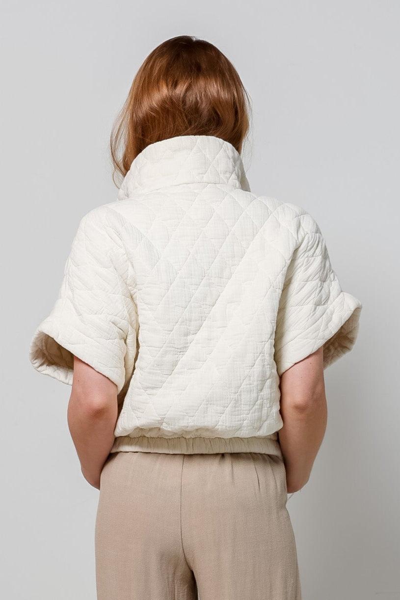 Charlston Quilted Short Sleeve Bomber Jacket-210 RTW OUTERWEAR-FORMAL SOCIETY