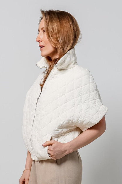 Charlston Quilted Short Sleeve Bomber Jacket-210 RTW OUTERWEAR-FORMAL SOCIETY