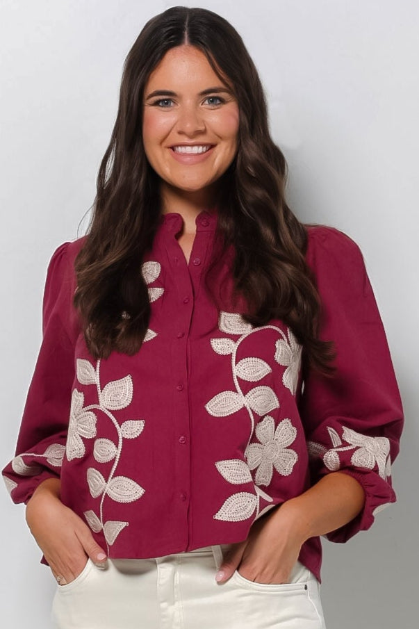 Embroidered Cotton Blouse-300 RTW TOP - LONG SLEEVE-FORMAL SOCIETY