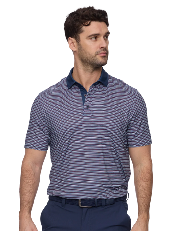 Navy red striped flag and anthem polo shirt