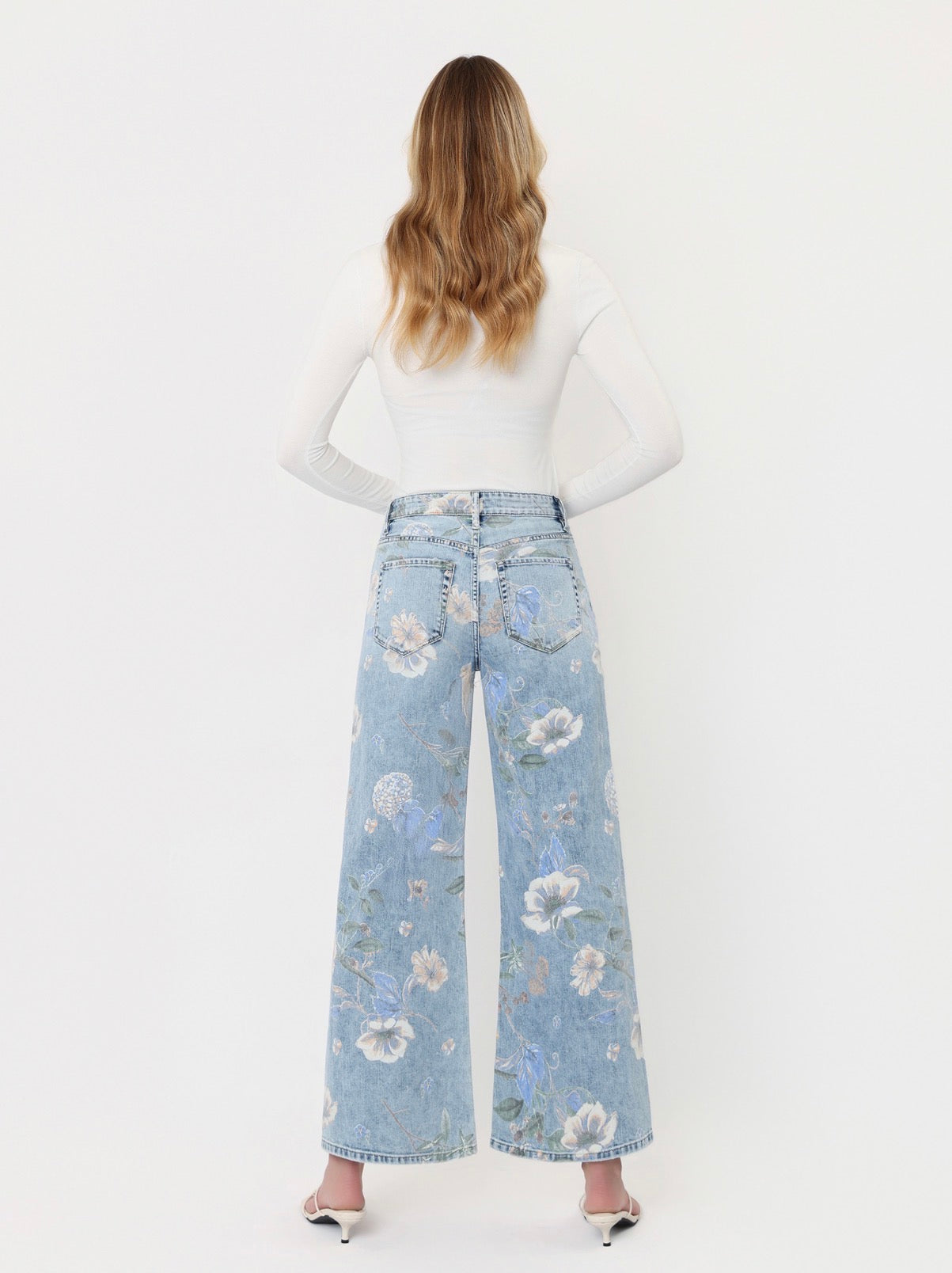 Super High Rise Floral Print Extreme Vintage Flare Jeans