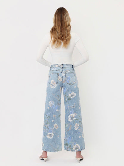 Super High Rise Floral Print Extreme Vintage Flare Jeans