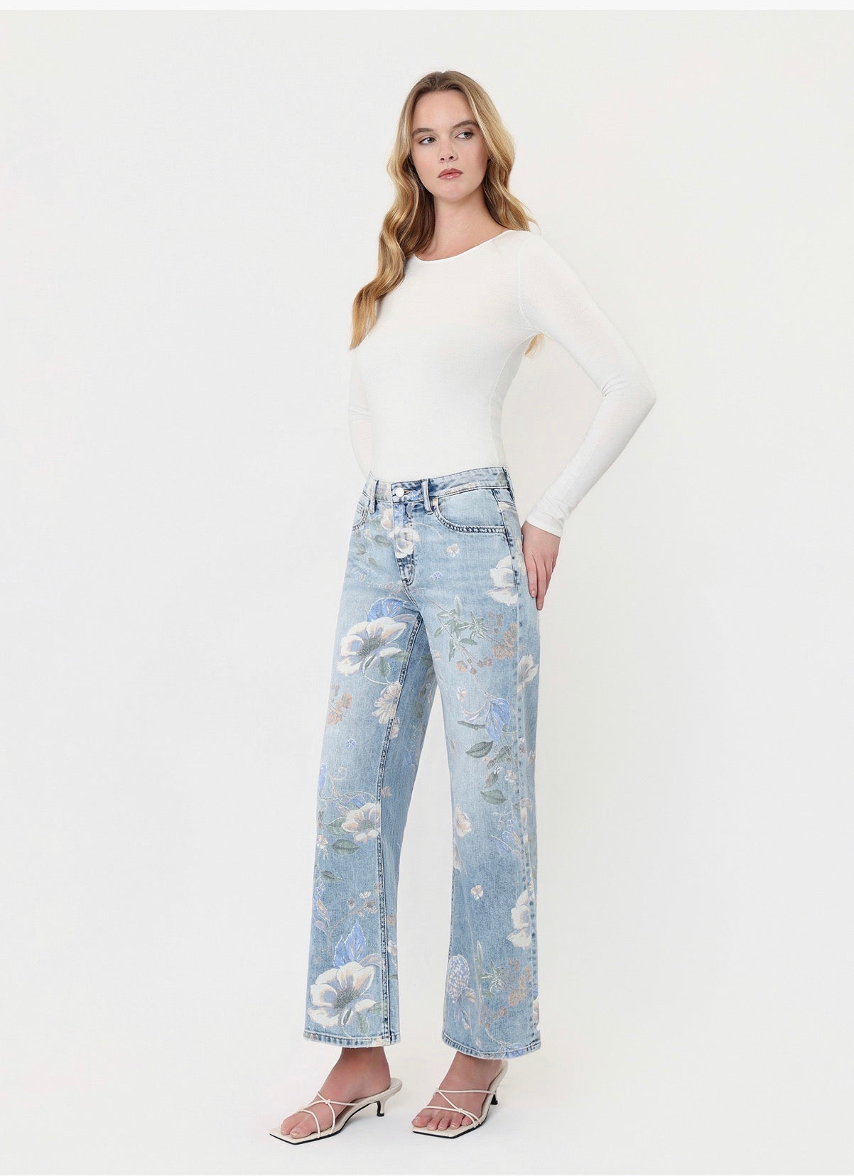 Super High Rise Floral Print Extreme Vintage Flare Jeans