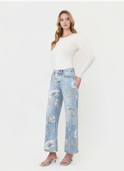 Super High Rise Floral Print Extreme Vintage Flare Jeans