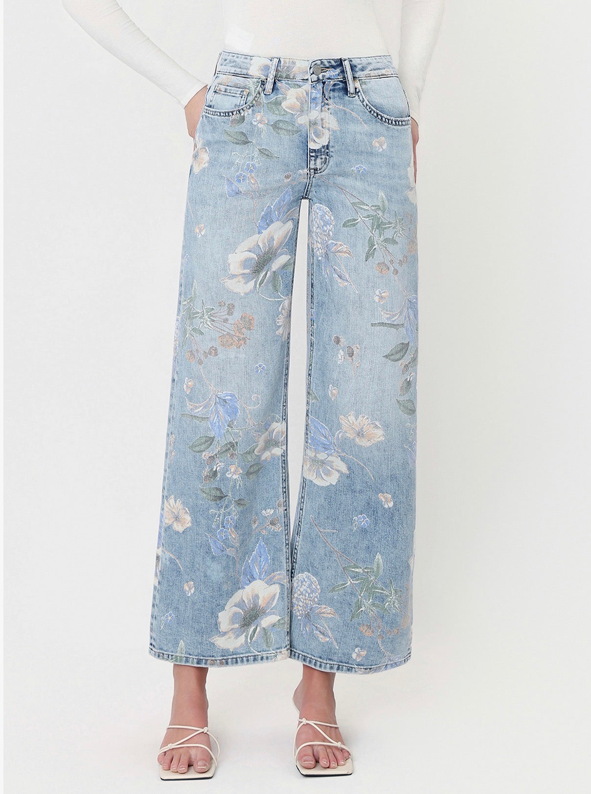 Super High Rise Floral Print Extreme Vintage Flare Jeans