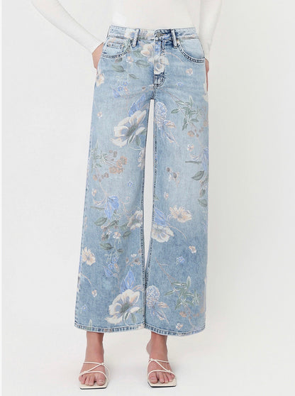 Super High Rise Floral Print Extreme Vintage Flare Jeans