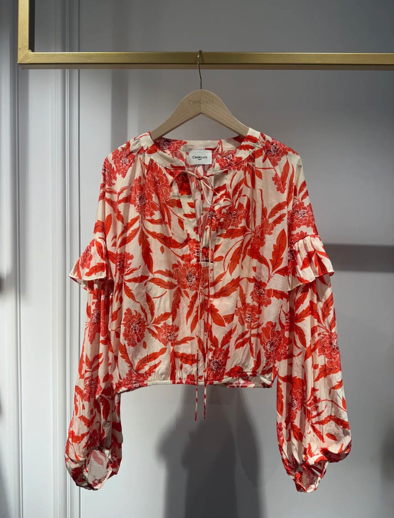 Cirta Printed Blouse with Balloon Sleeves