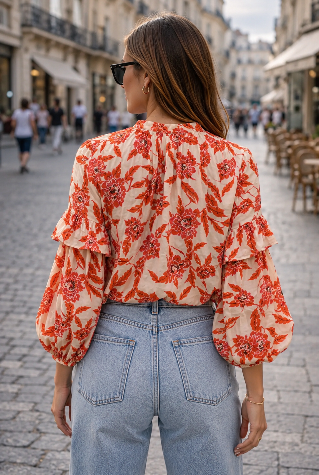 Cirta Printed Blouse with Balloon Sleeves