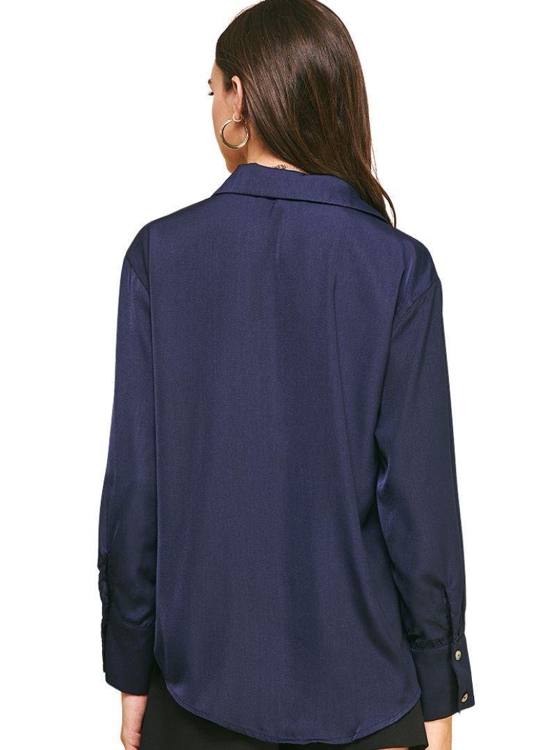 Navy Button Down Blouse