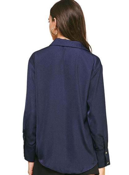 Navy Button Down Blouse