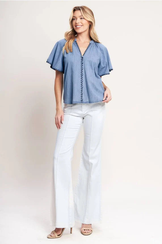 Woven Indigo Top