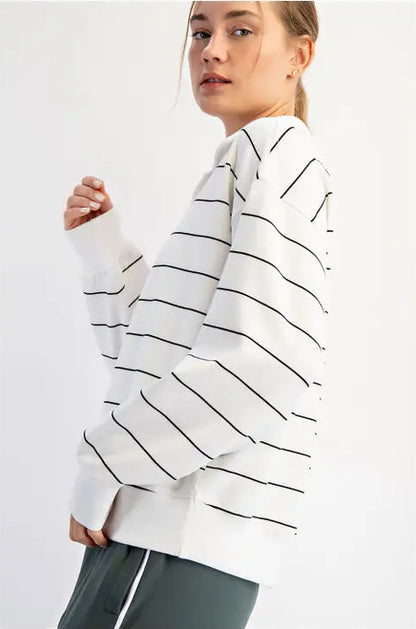 Striped Polo Top - Black/White