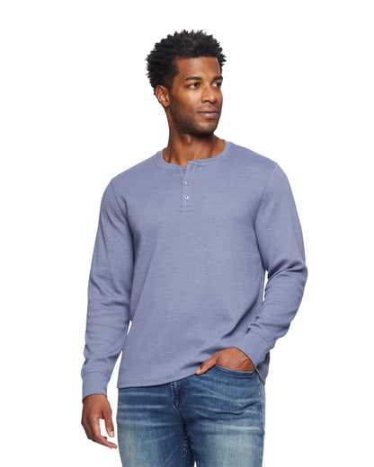 Chatsworth Waffle Henley - Medium Blue-Flag & Anthem-DISTRICT 1