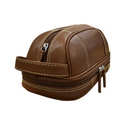 Leather Toiletry Bag - Brown-ILI New York-DISTRICT 1