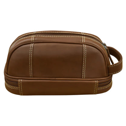Leather Toiletry Bag - Brown-ILI New York-DISTRICT 1