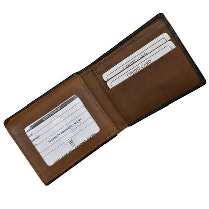 Men's Wallet Bifold with Left Flip - Black/Toffee-ILI New York-DISTRICT 1