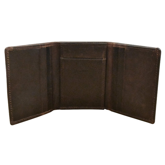 Men's Wallet Trifold with Back I.D. - Chocolate-ILI New York-DISTRICT 1