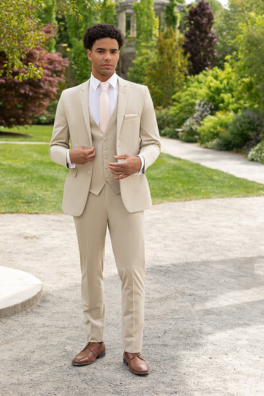 Metro Suit Jacket - Tan-Pure Silk Fabrics-DISTRICT 1