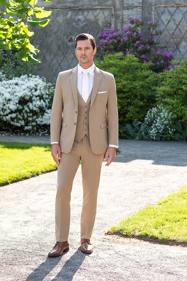 Metro Suit Pant - Camel-Pure Silk Fabrics-DISTRICT 1