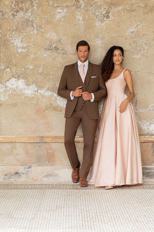 Metro Suit Pant- Cocoa-Pure Silk Fabrics-DISTRICT 1