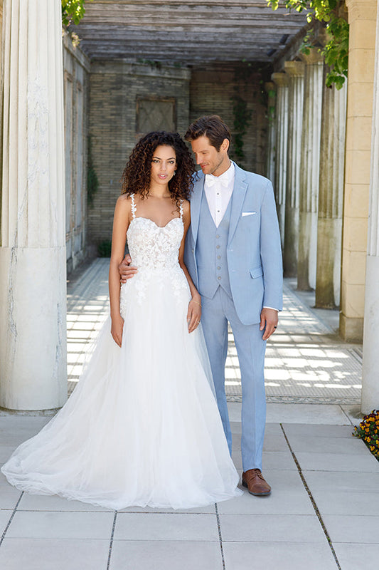 Metro Suit Pant - Cornflower-Pure Silk Fabrics-DISTRICT 1