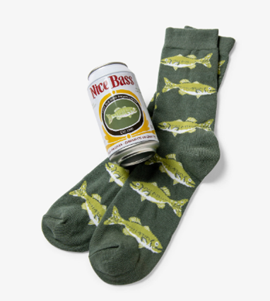 Nice Bass - Men's Beer Can Socks-Little Blue House-DISTRICT 1