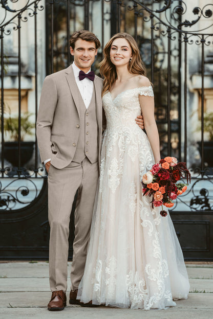 Ultra Slim Sand Brunswick Suit-JFW-DISTRICT 1