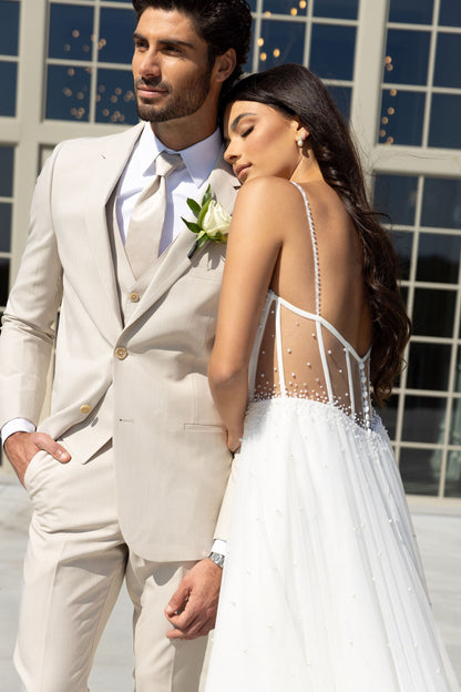 Ultra Slim Tan Performance Wedding Suit-JFW-DISTRICT 1