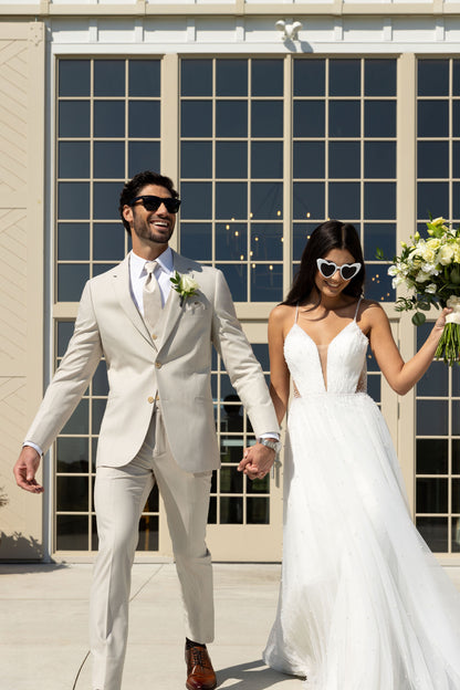 Ultra Slim Tan Performance Wedding Suit-JFW-DISTRICT 1