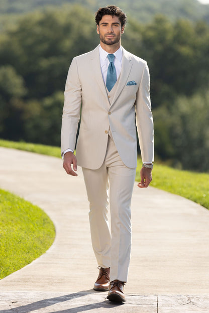 Ultra Slim Tan Performance Wedding Suit-JFW-DISTRICT 1